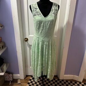 Meetjen Mint Lace Hi-Low Tank Dress in L